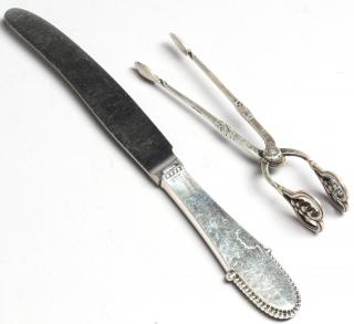 Appraisal: Georg Jensen Serving Pieces Comprising a pair of sugar tongs