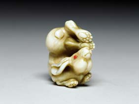 Appraisal: CONTEMPORARY IVORY NETSUKE Beautifully executed contemporary carved ivory netsuke depicting