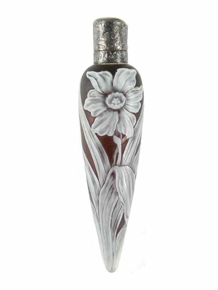 Appraisal: WEBB CAMEO GLASS SCENT BOTTLE - s copper brown frosted