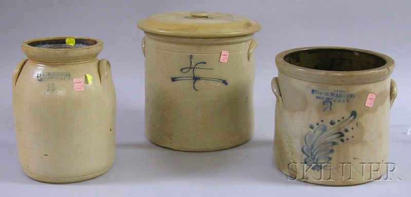 Appraisal: Three Stoneware Crocks a J A C W Underwood Ft