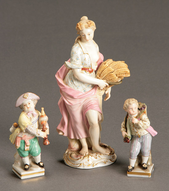 Appraisal: Three Meissen Figures The first a figure of Ceres late