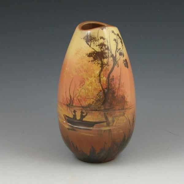 Appraisal: Rick Wisecarver scenic vase with two fishermen in a boat