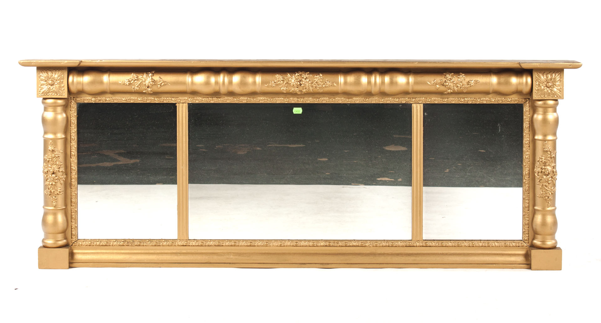 Appraisal: American Classical style overmantel mirror split baluster in H in