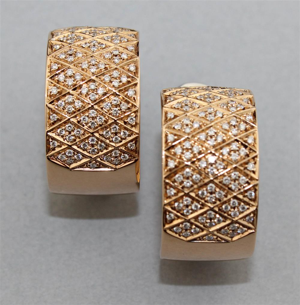 Appraisal: K YELLOW GOLD AND DIAMOND EARRINGS the K yellow gold