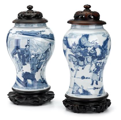 Appraisal: Matched pair of Chinese blue and white porcelain vaseskangxi period