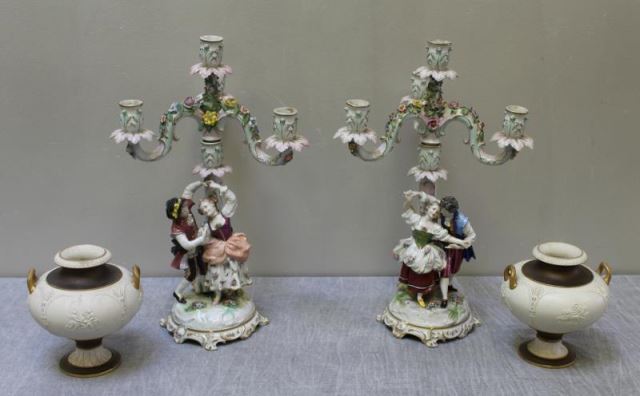 Appraisal: Wedgwood and Capodimonte Porcelain Lot Includes a pair of figural