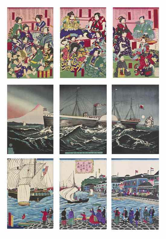 Appraisal: A Collection of Seventy-Seven Japanese Woodblock Prints comprised of mostly