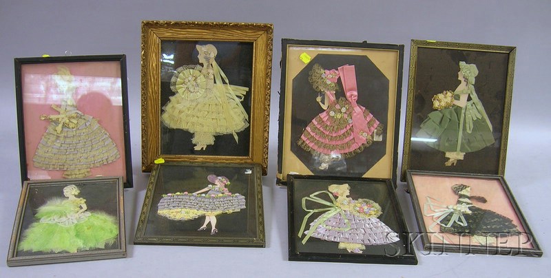 Appraisal: Fifteen Framed Cloth and Paper Doll Figures