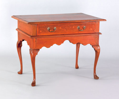 Appraisal: Southeastern Pennsylvania Queen Anne walnut dressing table the rectangular top