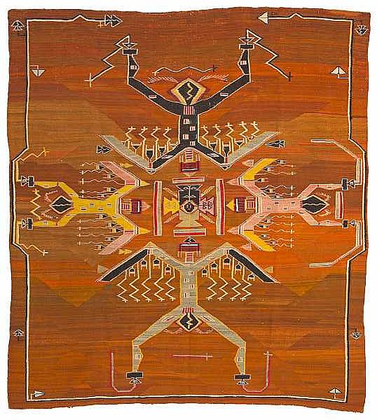 Appraisal: A Navajo sandpainting rug Attributed to Marie Antonio depicting the