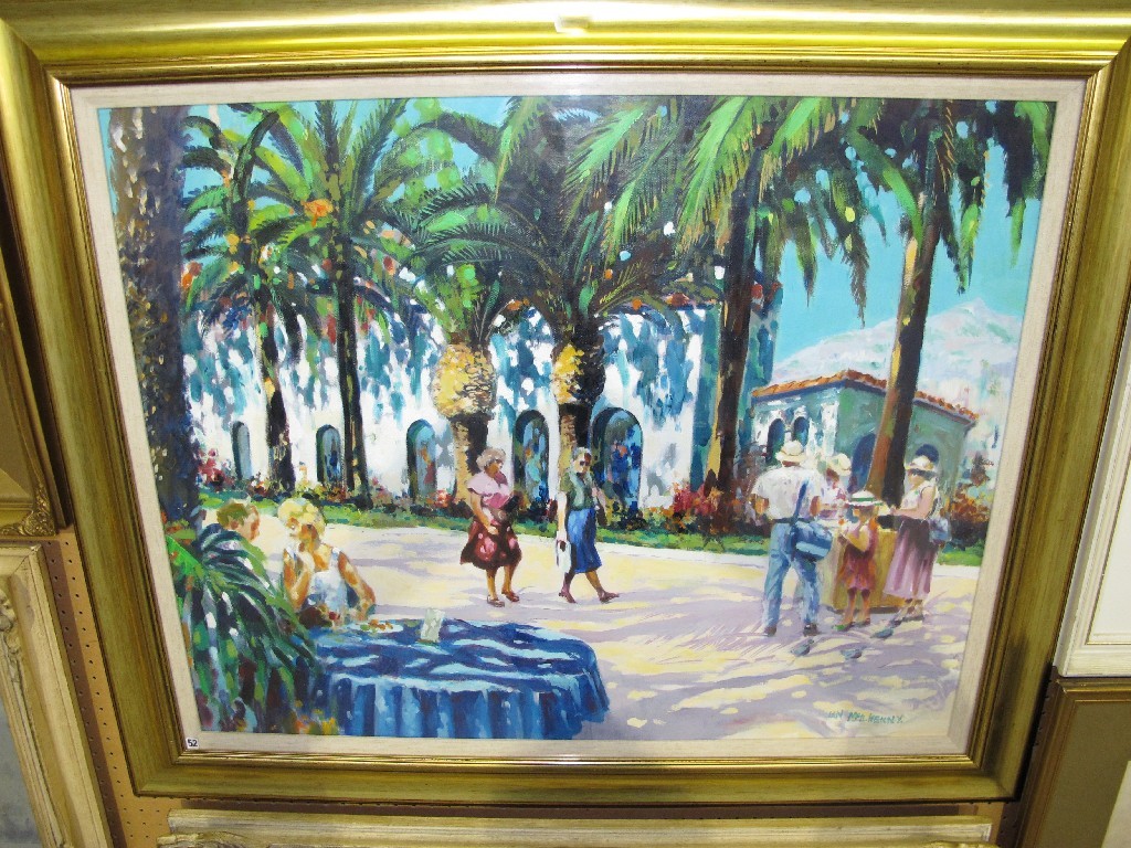 Appraisal: IAN MCILEHNNY Acrylic on canvas 'Balcon de Europa Nerja Andalucia'