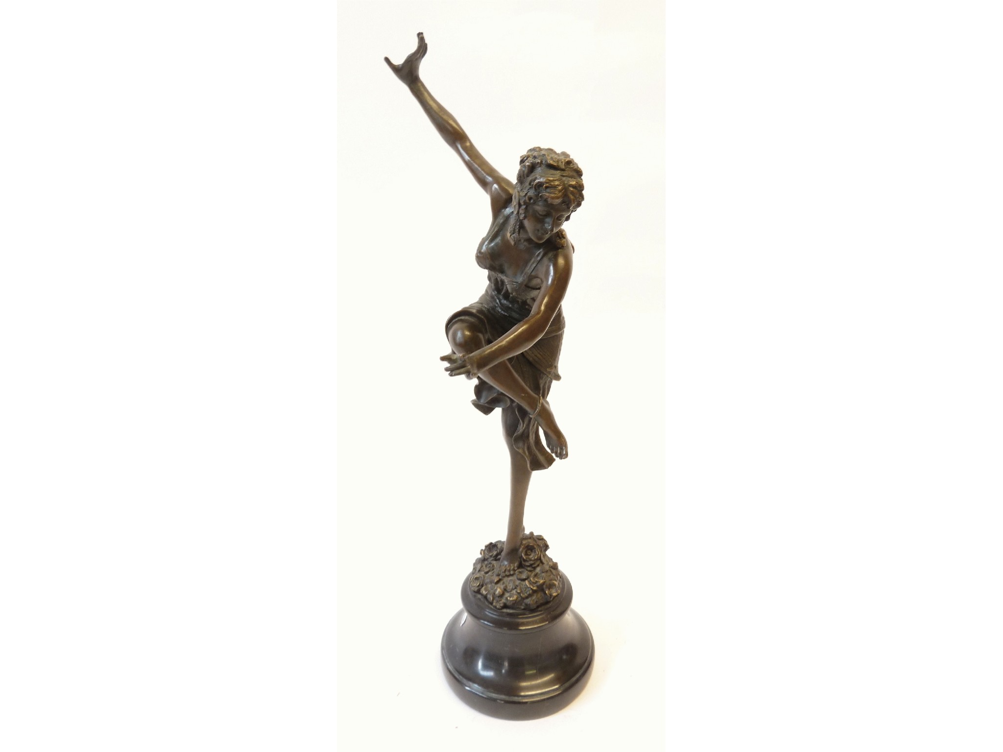 Appraisal: AFTER COLINET REPRODUCTION ART DECO PATINATED BRONZE FIGURE OF A