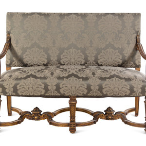 Appraisal: A Louis XIV Style Giltwood Settee Late th Century Height