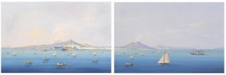 Appraisal: Pair Italian School Mt Vesuvius Coast Scenes Pair Italian school