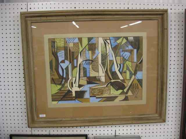 Appraisal: Charles Casign Abstract Watercolor Gouache 's '' x '' signed