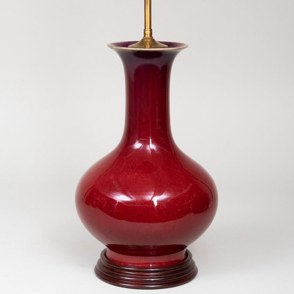 Appraisal: Chinese Copper Red Glazed Porcelain Vase Mounted as a Lamp