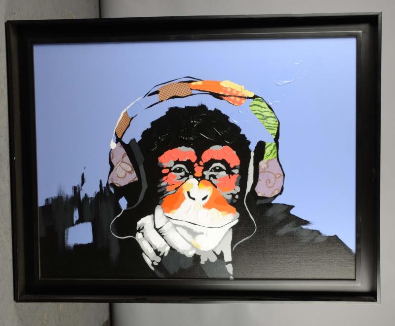 Appraisal: A Large Painting Of Monkey Framed oil painting of monkey