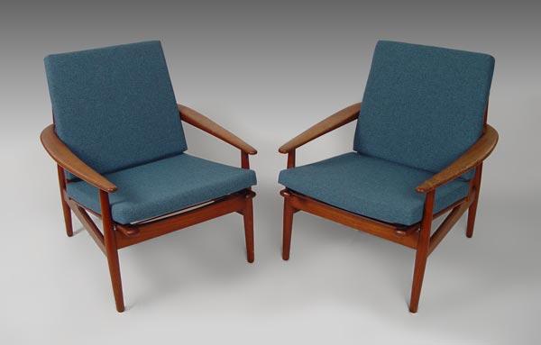 Appraisal: PAIR VINTAGE DANISH MODERN TEAKWOOD ARM CHAIRS Arne Vodder style