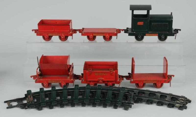 Appraisal: Pressed Steel Buddy L Mining Loco Train Set Description American