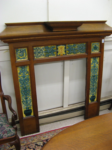 Appraisal: AN OAK AND CERAMIC TILE FIREPLACE SURROUND English c the