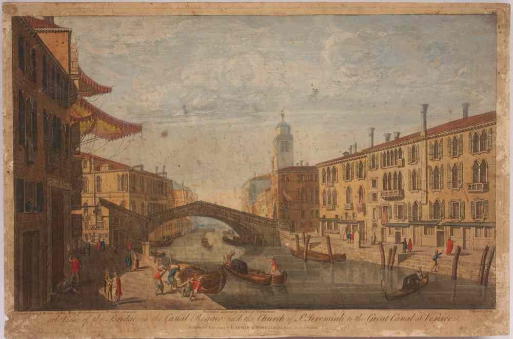 Appraisal: ETCHING - Mezzotint vue d'optique titled 'Bridge on Canal Reggio