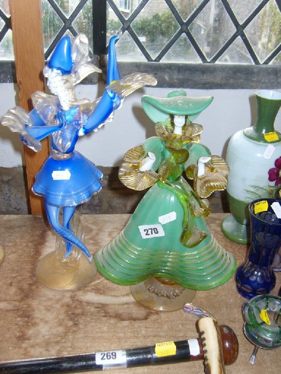 Appraisal: Two Venetian glass figures one of a lady in green