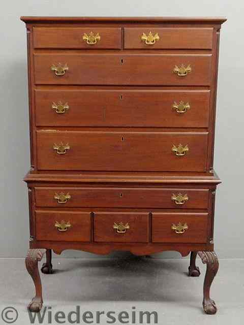 Appraisal: Chippendale style mahogany two-part highboy h x w x d