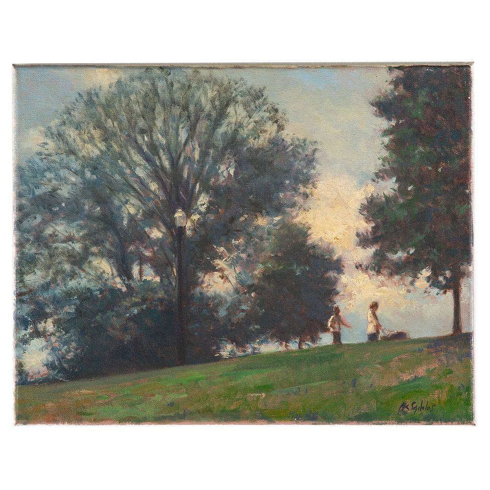 Appraisal: Nathaniel K Gibbs Morning Stroll Federal Hill American - Oil