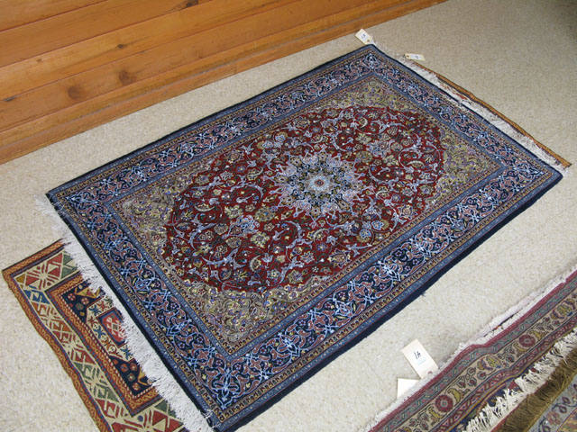 Appraisal: VERY FINE PERSIAN SILK AND WOOL ISFAHAN AREA RUG central