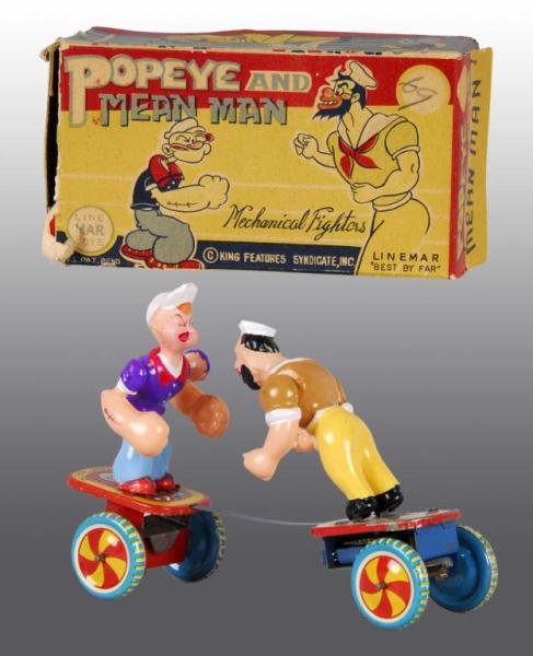 Appraisal: Linemar Popeye Mean Man Mechanical Toy w Box Description Base