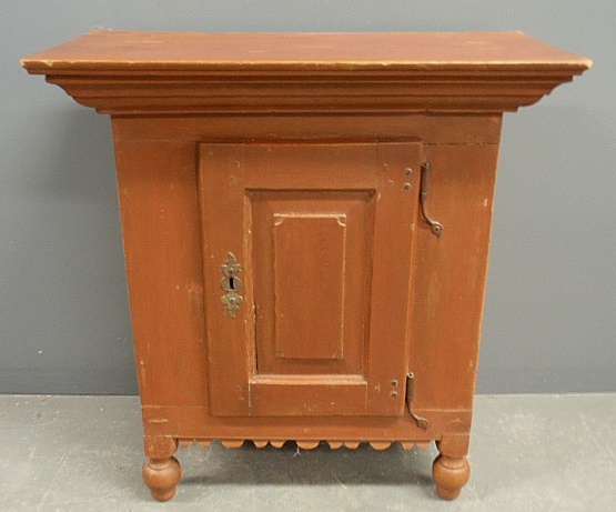 Appraisal: - Small Continental red paint decorated cupboard late th c