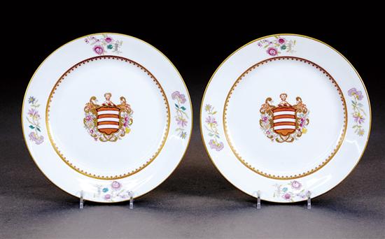 Appraisal: Pair Davenport armorial plates early th centuryborder with floral spray