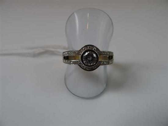 Appraisal: A TIFFANY STYLE DIAMOND RING IN CT TWO TONE GOLD