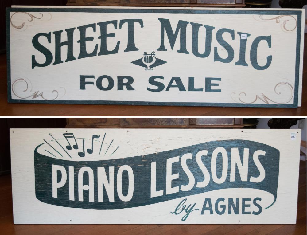 Appraisal: TWO CUSTOM MUSIC STORE SIGNS 'SHEET MUSIC FOR SALE '