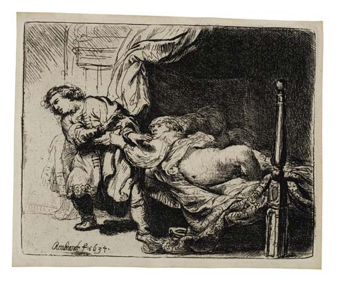 Appraisal: REMBRANDT VAN RIJN Joseph and Potiphar's Wife Etching and drypoint