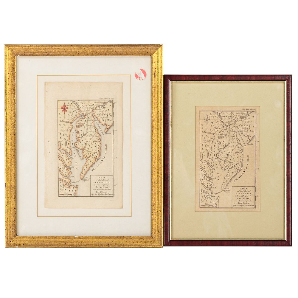 Appraisal: Two Framed Maps Of The Chesapeake Bay Area English th