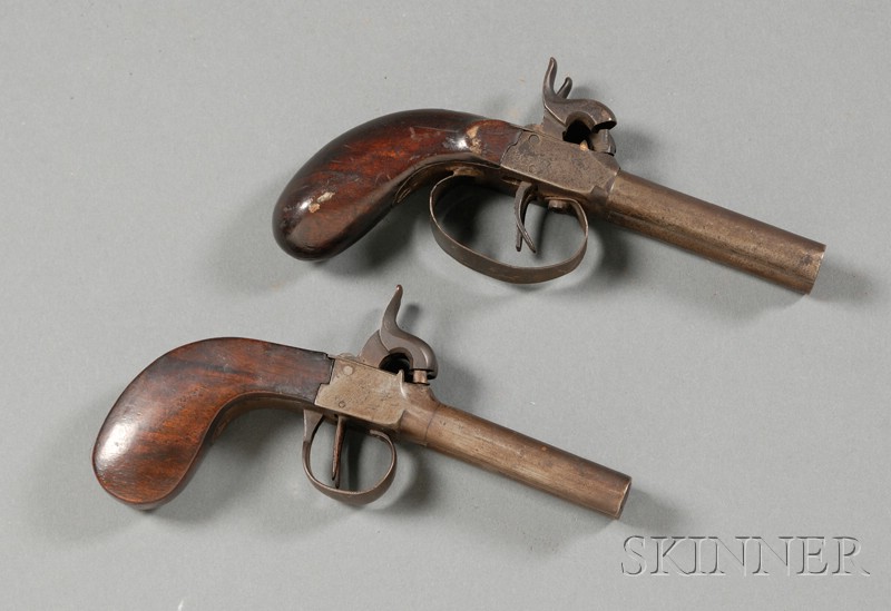 Appraisal: Pair of Side-by-Side Percussion Pistols Liege touch marks