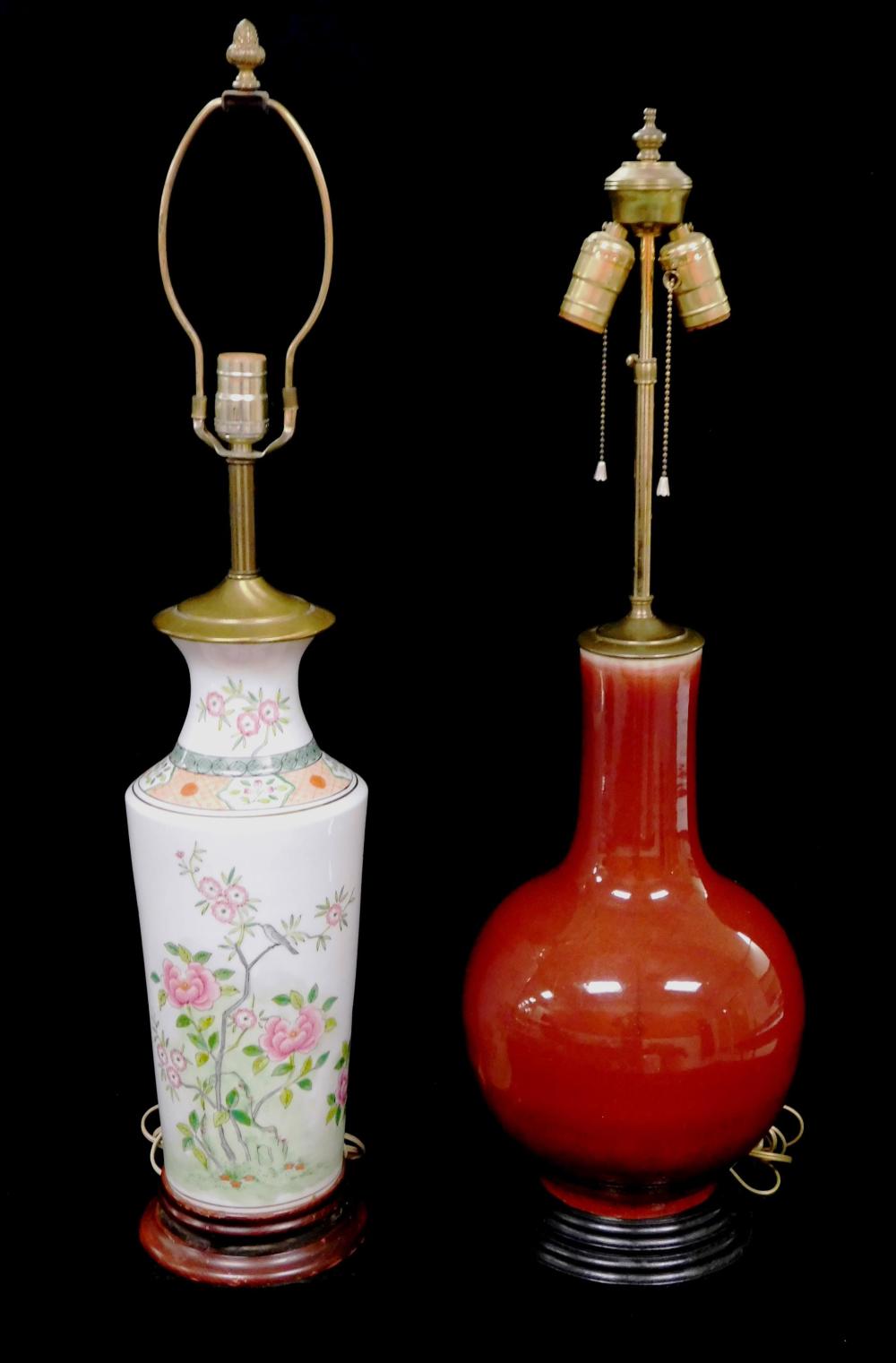 Appraisal: ASIAN Two ceramic vases a Saug de boeilf glazed gourd