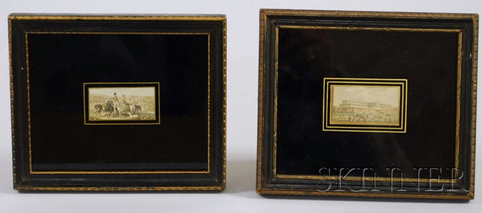 Appraisal: Pair of Framed Miniature British Hand-colored Scenic Prints late th