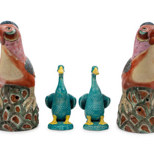 Appraisal: Two Pairs of Chinese Porcelain Figures of Birds Late th-Early