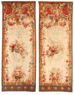 Appraisal: A pair of Aubusson tapestries Circa s each surmounted by