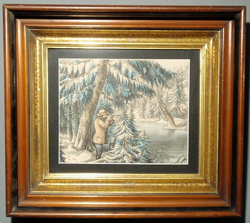 Appraisal: Currier Ives sporting print mounted in a walnut and gilt