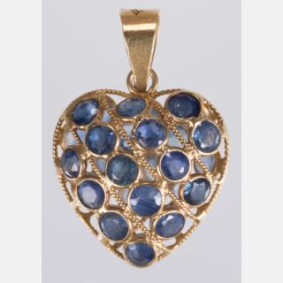 Appraisal: An kt Yellow Gold and Sapphire Heart Form Pendant An