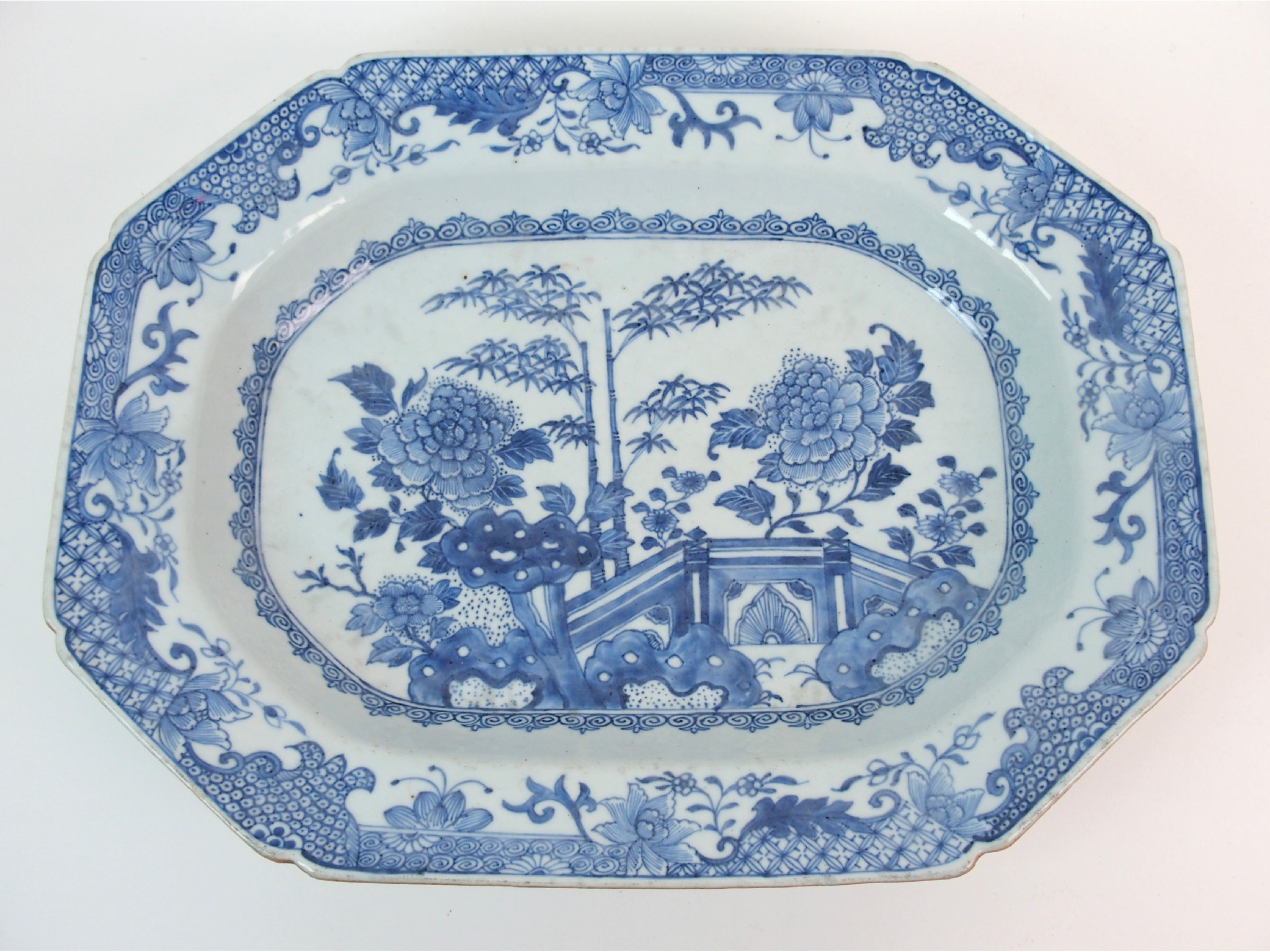 Appraisal: A Chinese export blue and white deep octagonal dishpainted with