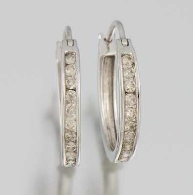 Appraisal: A Pair of Diamond Hoop Earrings k white gold earrings