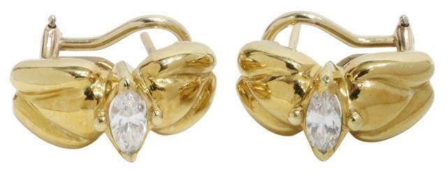 Appraisal: pair Estate kt yellow gold earrings for pierced ears two