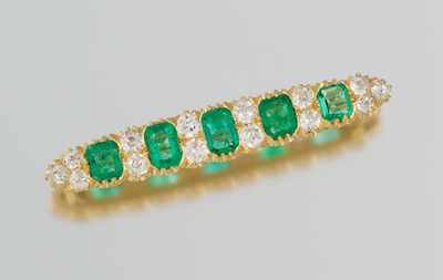 Appraisal: A Ladies' Emerald and Diamond Brooch Tested k yellow gold