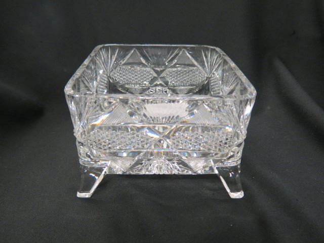 Appraisal: Libbey Cut Glass Square Bowl footed signed brilliant period unusual