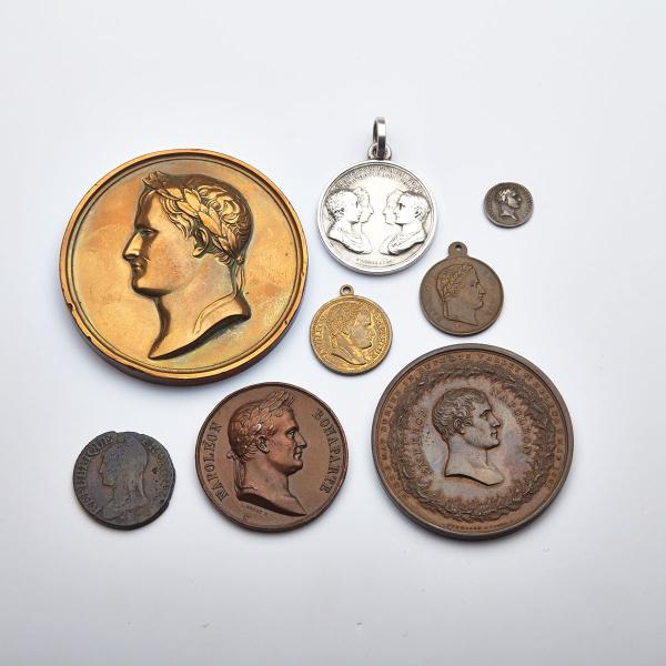 Appraisal: Eight Napoleonic Medallions and Coins th century including a bronze