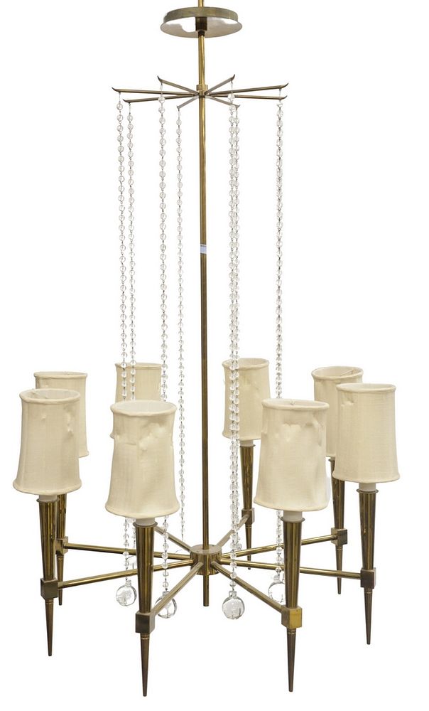 Appraisal: Tommi Parzinger Eight Armed Chandelier brass with glass bead and